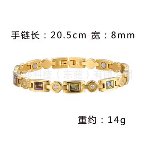 Bracelets Jewelry straight pure Women's 18K gold zircon creative simple magnetic titanium bracelet