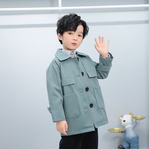 Tench Coats Kids Double Breasted Trench Coat Classic Lapel Spring Autumn Children Acceld 314 년 외곽웨어 230311