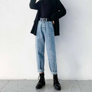 Kvinnors jeans kvinnor hösten hög midja jean rak 5xl plus size femme byxor lösa pojkvän denim streetwear byxor i full längd