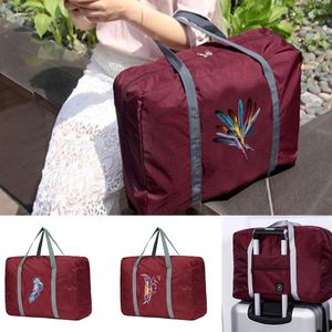 Duffel Bags Travel Bag Unisex Foldable Handbags Organizers Large Capacity Portable Luggage Feather Pattern Accessories