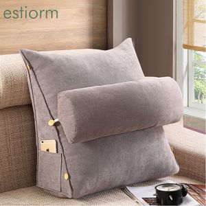 Cushion/Decorative Pillow Super Soft Velvet Big Wedge Reading Bed Rest Pillow Large Adult Backrest Cushion with pockets Back Support for bed sitting up 230311