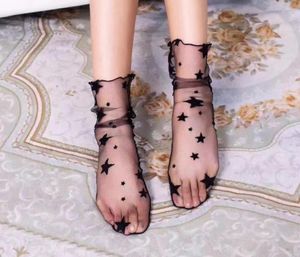 Donne Socks 2023 Fashion Sexy Summer Star/Polka Dots/Snowflake Mesh Ankle Elasticità morbida Garze Fishnet