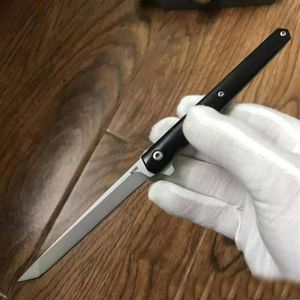 1PCS Doskonała jakość łożyska kulki Kar Flipper Nóż D2 Satin Blade Ebony Edc Pocket Knives Prezent Knify z skórzaną S2724