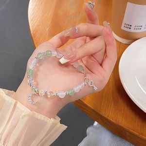 Armband Söt och färsk ins ametyst Moon Pendant Female Strawberry Green Crystal Beads Student Armband
