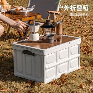 Storage Bags Yonai Outdoor Camping Box Folding Wooden Lid Car Boot Sorting