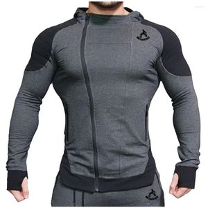 Capuz do capuz masculino de manga comprida Cardigan de roupas esportivas com capuz com capuz de capuz