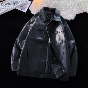 Jackets Men Jackets Leather Jackets Homem Men Bonsome Moda Roupa Baggy Chic Casual Retro Design de Hip Hop Streetwear Black European Stylish 230311