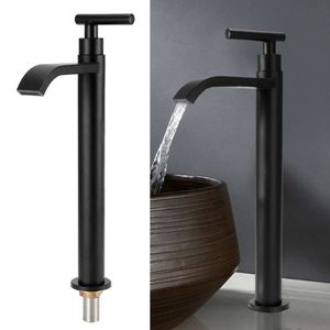 Rubinetti per lavabo bagno Universale G1/2 Semplice nero in acciaio inox Rubinetto singolo per acqua fredda Cucina Bagno Lavabo da appoggio Rubinetto per lavabo Rubinetto a cascata 230311