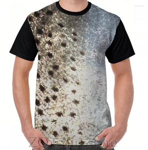 Herren T-Shirts Forellenschuppen Buntglas Grafik T-Shirt Männer Tops T-Shirt Hemd lustige Druck o-Neck Kurzarm T-Shirts