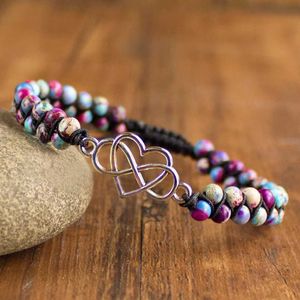 Bracelets Ornaments Bohemian style hand-woven double-layer natural stone hollowed-out love stainless steel bracelet