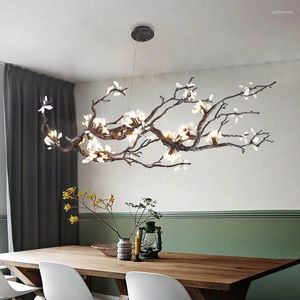 Chandeliers Chinese Style Creative Tree Branch Chandelier Black Copper Decoration Lighting Fixture For Living Room Bedroom Villa Hall Decor
