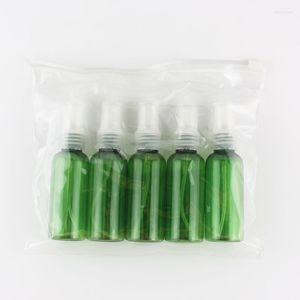 Depolama Şişeleri Yeşil Seyahat Boyutu Seti Kozmetik Ambalajı 6 PC/Set Plastik Kit 50ml Sis Sprey Şişe Konteyneri Torba ile