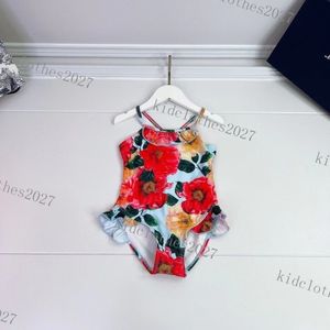 Barn i ett stycke baddräkttryck Småbarn Baby Girls Designer Simning Badkläder Kläder Söt bikini Barn Badande strandkläder