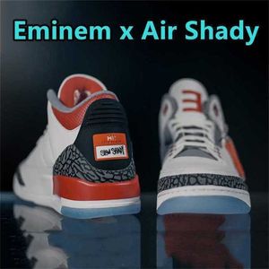 Jumpman 3 Mens basketball shoes Eminem x Shady PE Halftime Show Slim Shady Fire Red men women spotrs sneakers 5W7X 0Y12