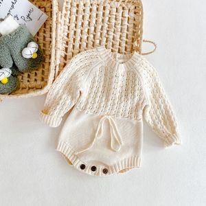 Rompers 0-3T born Kid Baby Girls Boys Clothes Autumn Winter Warm Knitted Romper Cute Sweet Sweater Jumpsuit Fall Body suit Outfit 230311
