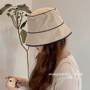 HBP BRIM Wersja Koreańska szeroka kontrast Klor Edge Hats dla kobiet proste płaskie czapki Panama Casual Sunshade Basin Hat Gorros P230311