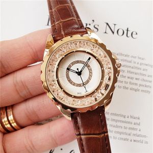 Relógios de marca Mulheres garotas Crystal Crystal Strap Quartz Watch Watch Cha13243i