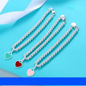 S925 Sterling Silver Love Bracelet Bangle Designer Sieraden Mooie blauw roze rode hart Hanger tennisbanden voor vrouwen