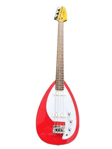 4 telli gözyaşı damla vox fantom elektrik bas gitar kırmızı gövde beyaz pickgurd chrome donanım