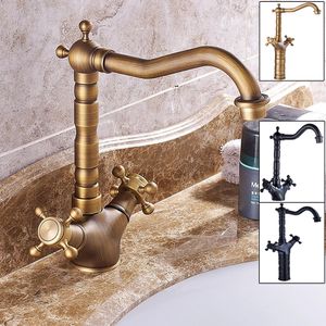 Bathroom Sink Faucets Antique Basin Brass Faucets Bathroom Sink Mixer Deck Faucet Rotate Single Handle And Cold Water Mixer Taps Crane Tap 230311