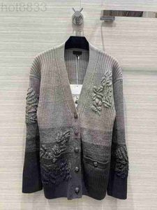 Damskie swetry projektantki Milan Runway Autumn Winter V Neck Dift Drut Druk Wysokiej klasy jacquard Cardigan odzież I2KO