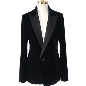 Kadınlar Suits Blazers Kadın Velvet Blazer Katlar Siyah Ceketler Siyah Ceketler Sonbahar Moda Ofisi Lady Elegant Küçük Takım 230311