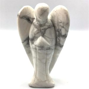 Estatuetas decorativas gemed stone uivo natural de 2 polegadas de 2 polegadas de cristal esculpido anjo 1pc