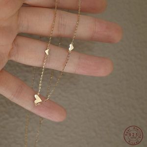 Smycken 925 Sterling Silver Simple Three Heart Necklace For Women Korean Wedding Valentine's Day Gift 230311