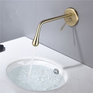 Bathroom Sink Faucets Bathroom Basin Faucet Brass Brushed Gold Sink Mixer Tap Cold Lavatory Crane Tap In-Wall Water Drop Faucet Rose Gold/Gold 230311