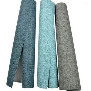 Bakgrundsbilder Nordisk linstruktur Vanliga tapeter linne modern enkel blå fast färg icke -vävt gräsduk väggpapper för vardagsrum sovrum