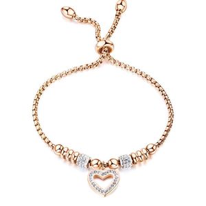 Bracelets Ins new titanium steel heart-shaped peach heart diamond inlaid Bracelet women's simple love girl accessories