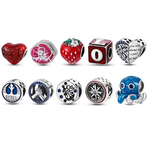 925 Silver Fit Pandora Original Charms Diy подвесные женские браслеты Beads Цветные круглые бусы