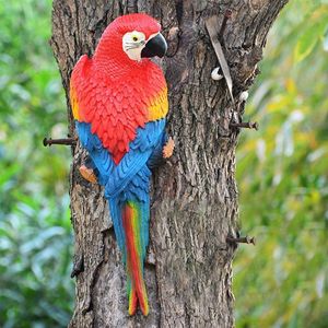 Promoção de decorações de Natal! Resina Parro de Estátua Montada na Parede Diy Averdoor Garden Tree Decoration Animal Sculpture Ornament