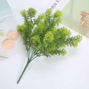 Decorative Flowers Artificial Plant 7 Fork Green Plastic Grass Simulation Tower Pine False Garden Outdoor Home Flower Arrangement Decoration