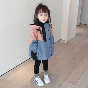 Jackets Honeycherry Girl Blocking Blockbreaker Jacket Childed Capuz de Zip Puncando Jaqueta Infantil 230310