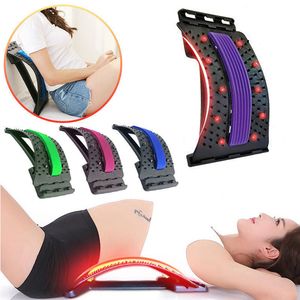 Back Massager Back Massager Magnetotherapy Multi-Level Adjustable Stretcher Waist Neck Fitness Lumbar Cervical Spine Support Pain Relief 230310