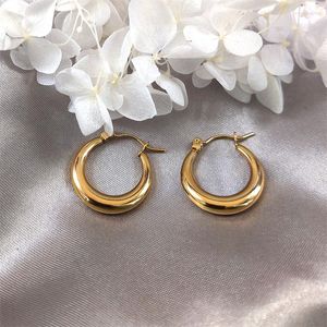 Hoop örhängen hiphop runda för kvinna guld färg rostfritt stål örhänge modesmycken argollas oreja e9537s02