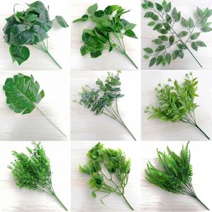 Decorative Flowers Artificial Plants Fake Fern Green Leaves Window Box Garden Porch Decoration Home Room Decor Wedding Po Props Plastic