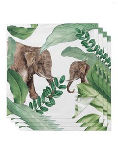 Table Napkin Tropical Plants Africa Elephant 4/6/8pcs Cloth Decor Dinner Towel For Kitchen Plates Mat Wedding Party Decoration
