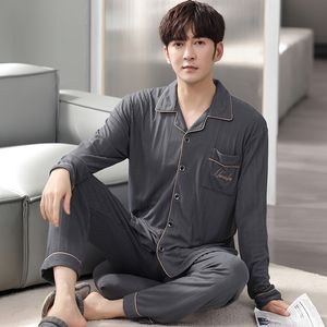 Men's Sleepwear Spring and Autumn Men Pajamas Set Modal Long Sleeve Turn-down Collar Pijama Man Sleepwear Leisure M-4XL Male Nightwear 230311