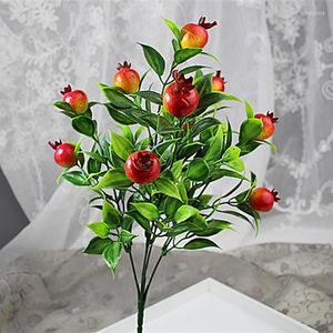 Decorative Flowers Lifelike Green Plastic Flower Fruit Tree Small Bonsai Pomegranate Apple Orange Simulation Potted Home Desk Decoration