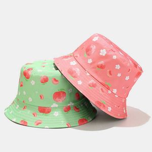 Wide Brim Hats Fruit Peh Double-sided Fisherman Cap Spring and Summer Outdoor Sunshade Women's Cap Bucket Hat Men P230311