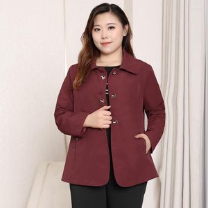 Women's Jackets Oversized Women Jacket Spring Autumn Long Sleeve Single Breasted Pockets Thin 4XL To 10XL Extra Casual Coats T20230T