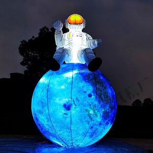 3/5m 10ft tall LED light giant inflatable astronaut inflatable spaceman sitting on moon for advertising With blower free ship to your door