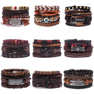 Pulseira atacado 30set/lote de couro vintage pulsetas ajustáveis ​​para homens homens misturam presentes de festa de jóias de moda estilo de moda