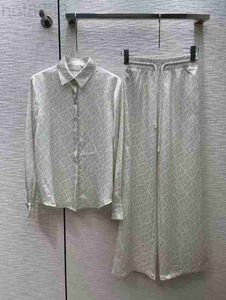 Dwuczęściowe spodnie dla kobiet Designer Luksus 2023 Nowy wiosenny lato Lapel Neck Długie rękawowe koszule Marka tego sam styl 2 zestawy MG19