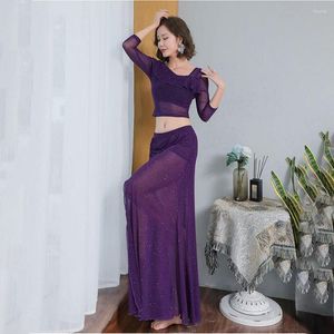 Stage Wear Belly Dance Costume Female Elegant Top Practice Clothes Suit Summer Oriental Dancing Shirt Long Skirt Performance Clothing