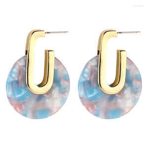 Stud Earrings 2023 Trends Round For Women Cool Korea Acrylic Transparent Circle Gold Color Filled Minimalist Bijoux