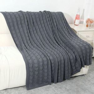 Blankets Solid Color Twist Knitted Blanket Sofa Cover Nap Leisure Travel Shawl Air Condition
