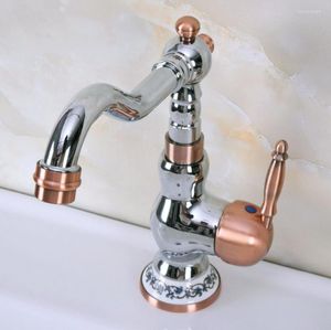 Kitchen Faucets Polished Chrome Red Copper Brass Ceramic Swivel Spout Single Handle Kitchen/Bar Bathroom Sink Faucet &Cold Mixer Tap